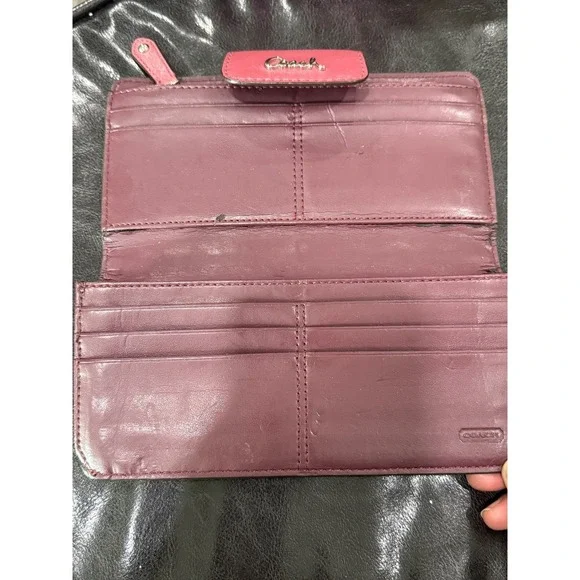 Coach Pink Leather Wallet Clutch Snap Closure Organizer Card Holder - Picture 4 of 6